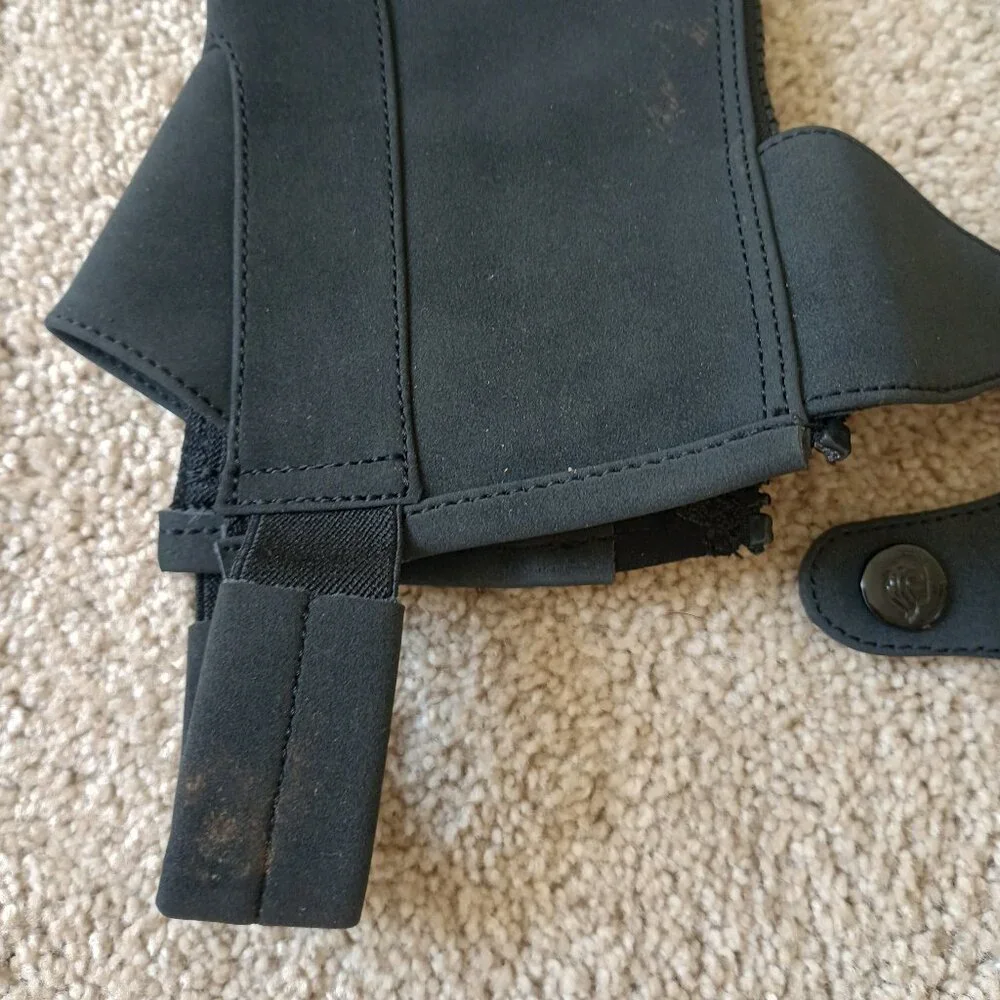 Kids Black Riding Half Chaps with Breathable Mesh Panels